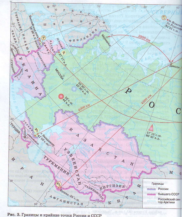 Границы и крайние точки России и СССР