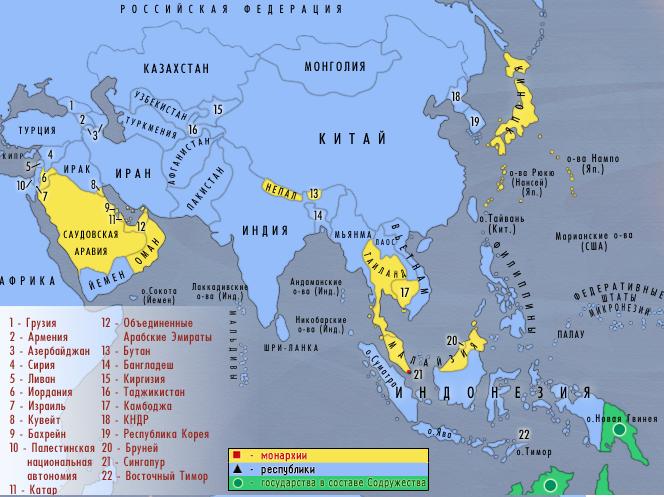 Форма правления в странах Азии