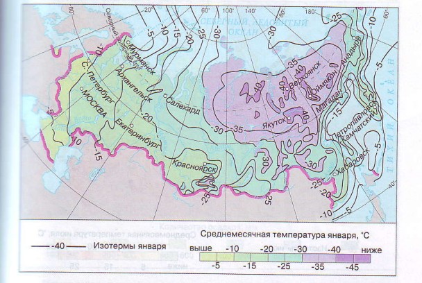 Среднемесячная температура января