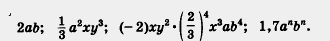 Примеры одночленов