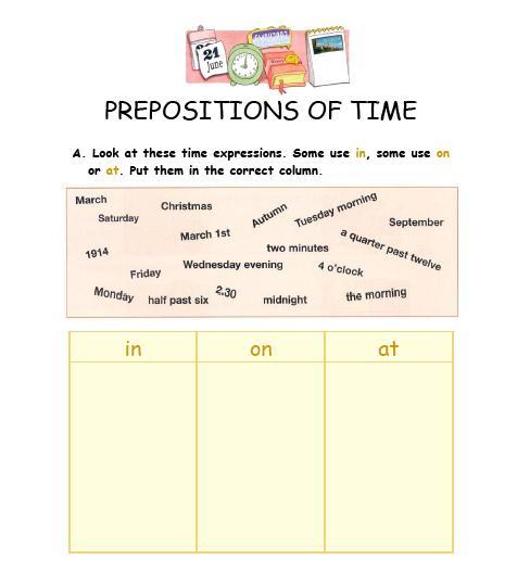 Prepositions of time