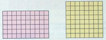 У якому прямокутнику кількість клітинок більша?