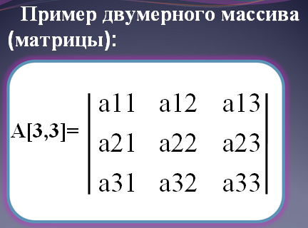 Пример двумерного массива