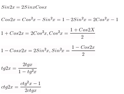 Формулы двойного угла