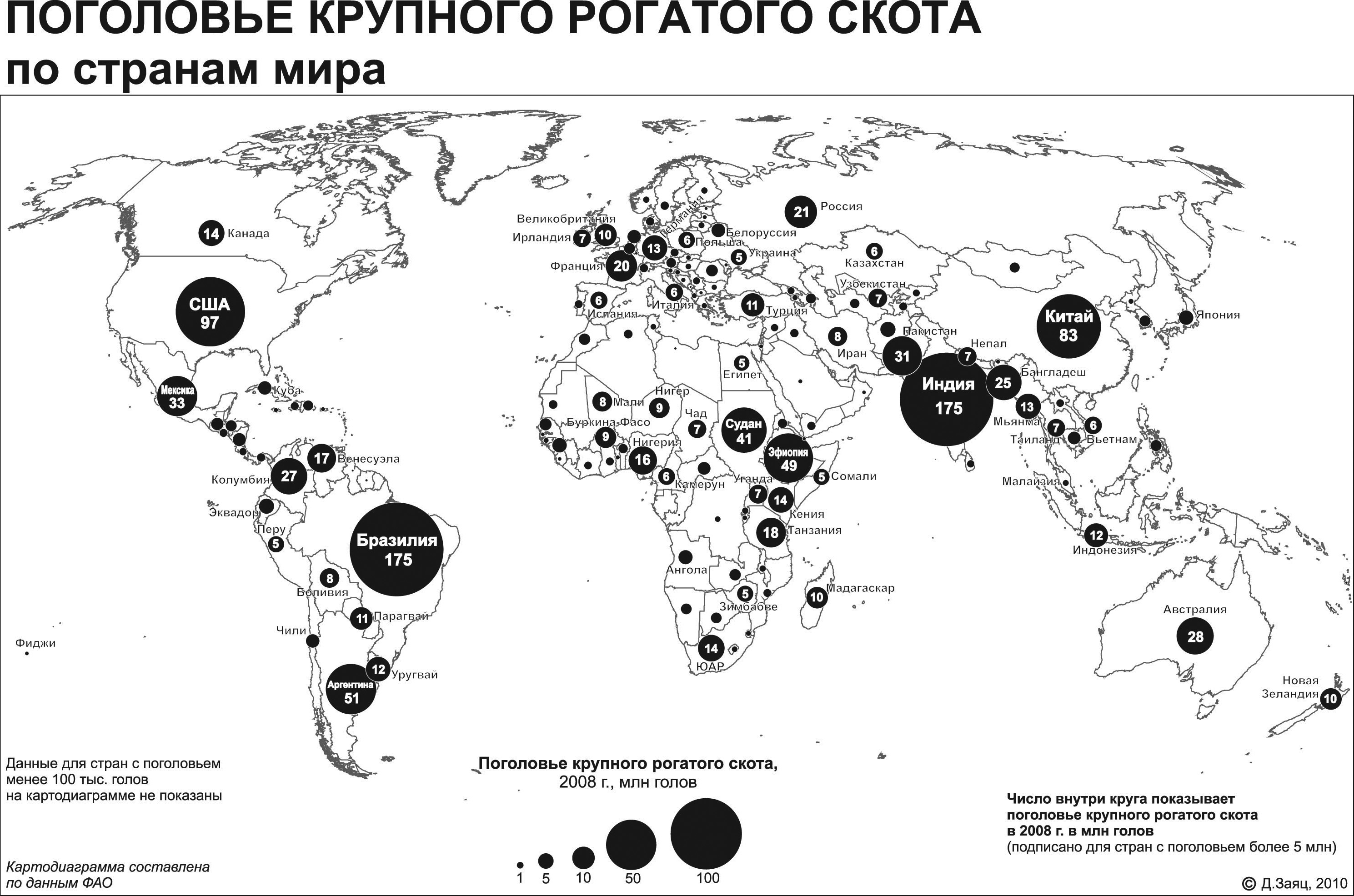 Поголів'я великої рогатої худоби по країнах світу