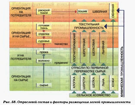 Отраслевой состав и факторы размещения легкой промышленности