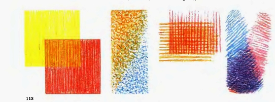 Различные приемы смешения цветов цветными карандашами