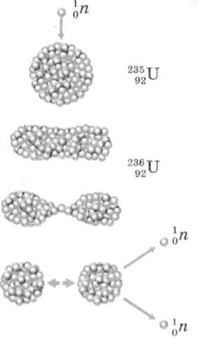 Взаємодія ядра Урану-235 і нейтрона. фото