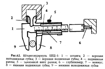 Измерение размеров деталей с помощью штангенциркуля