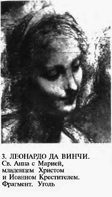 ЛЕОНАРДО ДА ВИНЧИ. Св. Анна с Марией, младенцем Христом и Иоанном Крестителем. Фрагмент. Уголь