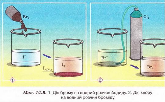 Дія брому на йодид та дія хлору на бромід. фото