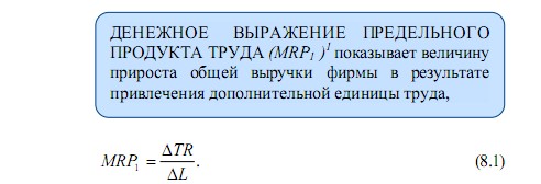 Денежное выражение предельного продукта труда