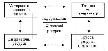 Принципова схема структури та взаємозв'язку ресурсів підприємства