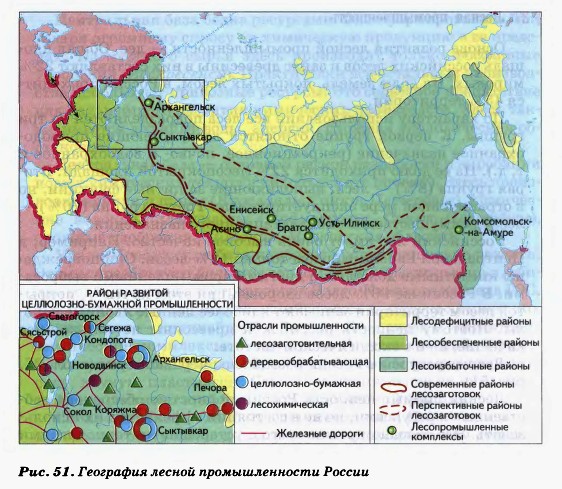 География лесной промышленности России